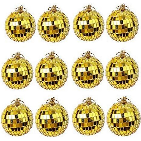 Boule à facettes décorative 12 pièces, effets lumineux DJ et fête, boule miroir scintillante pour ambiance disco (1/5)