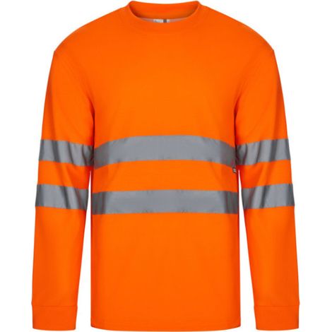 Camiseta manga larga y cuello redondo de Alta Visibilidad de algodón y poliéster transpirable VELILLA Serie 305614 XL Naranja Flúor (1/5)