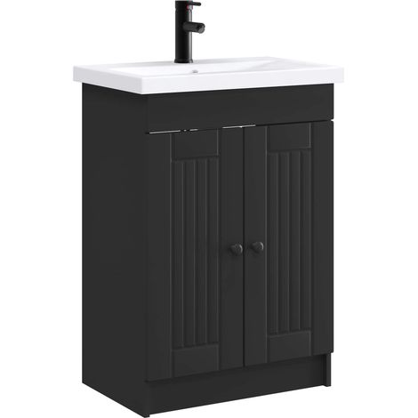 Badezimmermöbel-Set Schwarz 56 x 37,5 x 81 cm Holzwerkstoff vidaXL