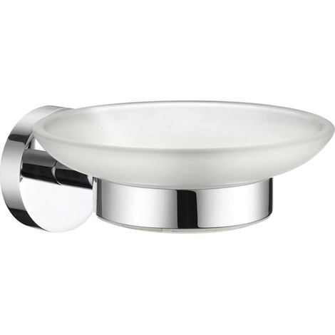 Porte-savon rond moderne chromé, à fixer au mur, accessoire de salle de bain. (1/5)
