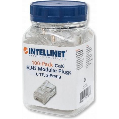 INTELLINET Confezione 100 Plug RJ45 UTP per categoria 6 Cavo Flessibile (1/3)