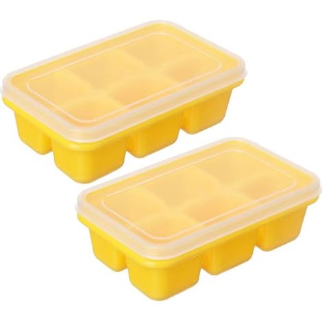 Lot de 2 bacs à glaçons en silicone, moule à glaçons souple et réutilisable, cube de glace pour cocktails et boissons fraîches (1/5)