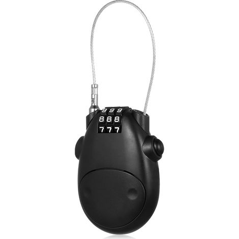 Câble Antivol Compact avec Code à 3 Chiffres, 77 cm Cadenas Cable Antivol Rétractable, Câble Cadenas à combinaison pour vélo bagages, valise, casque, sac à dos, casier, voyage, skis (1/5)