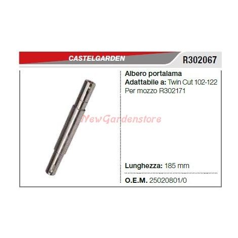 Eje de cuchilla CASTELGARDEN tractor de césped compatible TWINCUT 102 R302067