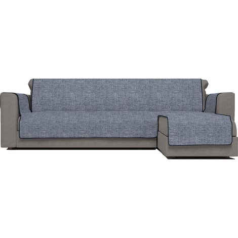 Copridivano Antiscivolo "Comfort" con Penisola DX, Blu Scuro, 290 cm (1/5)