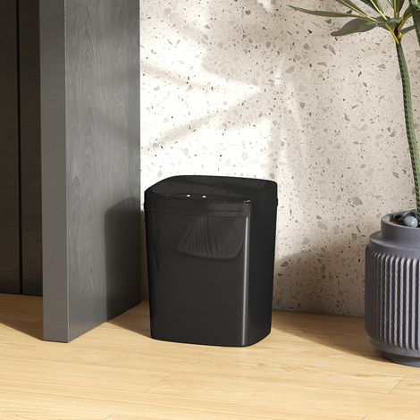 Cubo de Basura Cocina Automático 15 L con Sensor Infrarrojo y Modo Manual Anillo de Retención Antihuellas Negro