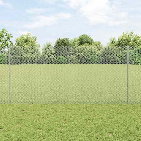 Zaun mit Pfosten Silber 1,2 x 10 m Stahl
