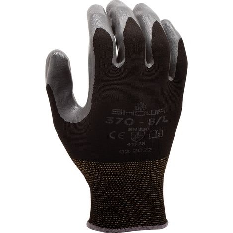 Showa 370W Nahtloser Arbeitshandschuh, Nylon-Nitril-Handfläche, Allzweck, 9/XL