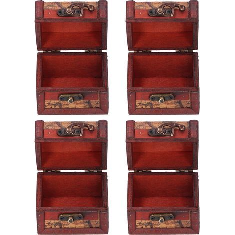 Antike Holzkiste, 4-teilig, kleine Vintage-Aufbewahrungsbox für Schmuck und Schätze (1/5)