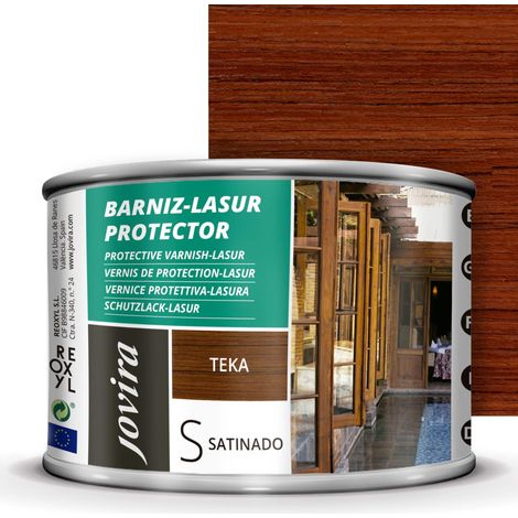 Lasur Vernis Protecteur Satin. Protège, décore et embellit tous les types de bois. (375 Millilitres, Teck) (1/5)