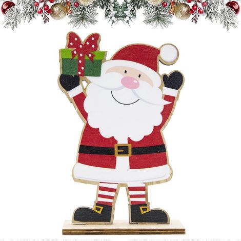 Décorations de table de Noël, panneau de table en bois de Noël, décoration de table en bois de Noël, centre de table Père Noël, ornement de Noël (1/5)