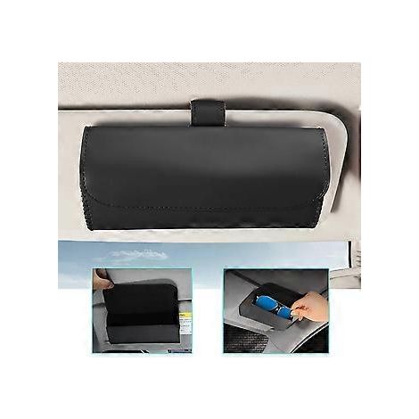 Brillenhalter für die Sonnenblende im Auto, Organizer-Etui für Sonnenbrillen und Brillen, Auto-Innenausstattung, passend für alle Automodelle (Schwarz)