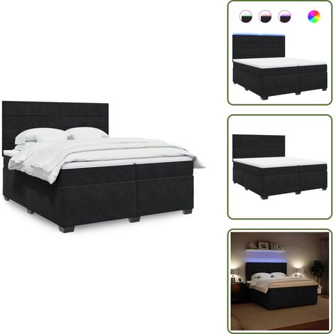 Boxspringbett mit Matratze Schwarz 200x200 cm Samt - Boxspringbett - Doppelbett - Samtbett - Samt - Lederoptik (1/5)