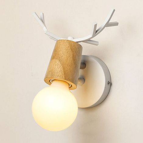 Lampe Murale Tête de Cerf Rétro Blanc - Applique Murale Eclairage Chambre à Coucher Escalier Café (1/4)