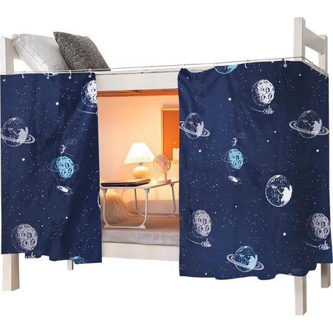 Verdunkelungsvorhänge mit Staubschutz für Etagenbetten, Sternenplaneten-Motiv, 2 Stück für 120 cm breites Bett