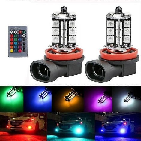 2 x 5050 H11 H9 H8 27SMD RGB LED-Lampen für Autoscheinwerfer und Nebelscheinwerfer mit Fernbedienung - Perfekt - AquaForge