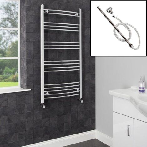 Duratherm Dual Fuel Heated Towel Rail Chrome Manual Designer Curved Electric 1200 x 600mm (1/4)