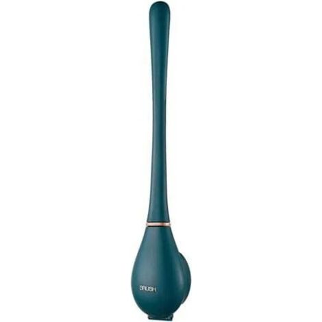 Brosse de toilette plate en silicone bleu, modèle suspendu avec égouttoir, nettoyant flexible pour salle de bain (1/5)