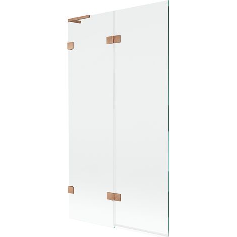 Mexen Lunar L paroi de baignoire à 2 panneaux gauche 100 x 150 cm, transparent, cuivre brossé - 897L-100-100-65-00-L (1/5)