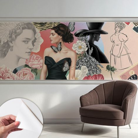Tapetet Klebetapete für Wohnzimmer Schlafzimmer Küche - Wanddekoration Blumen und Porträts 250x104 cm (1/5)