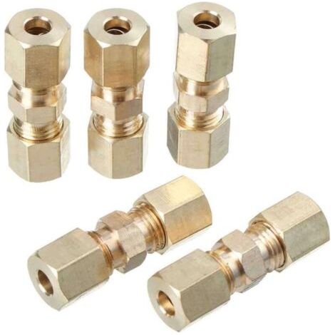 Raccord de Compression en laiton connecteur droit Union de ligne de frein hydraulique 3/16 pouces 5 pièces (1/4)