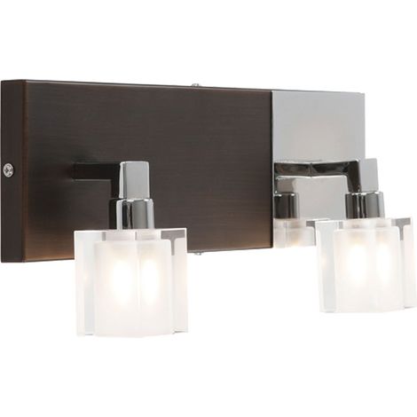 Design Wand Leuchte Holz dunkel Strahler Lampe chrom Flur Küchen Beleuchtung Globo 56442-2
