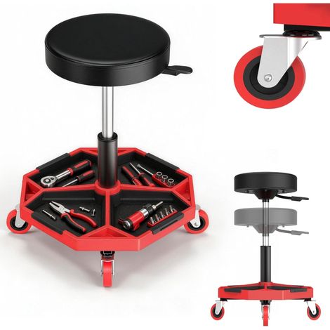 Froadp Étagère à Outils, Tabouret à Roulettes pour Atelier avec Étagère Tabouret de Bureau avec Roulettes à 360° (1/5)
