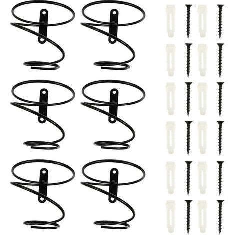 Lot de 6 porte-bouteilles muraux pour une bouteille - Rangement créatif pour bouteilles de vin (Noir) (1/5)