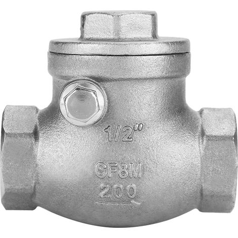 Clapet Anti-Retour à Battant Femelle 1/2 DN15 Inox 316 Fileté Eau Gaz Huile 200PSI (1/5)