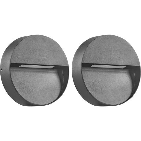 Set of 2 Outdoor LED Wall Lights POMPTON Black