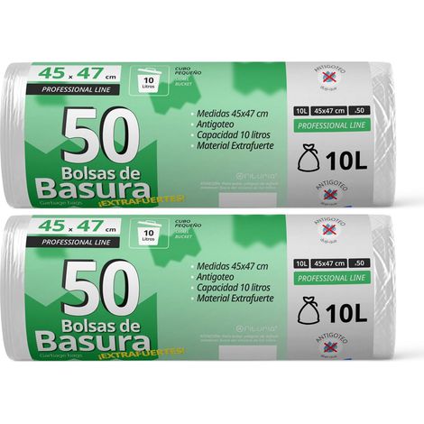Sacs Poubelle, Sac Poubelle Résistant pour Poubelles de 10L, Antigoutte, Idéal pour Poubelle Salle de Bain, Bureau ou Cuisine, Convient à Tous Types de Déchets, 45x47 cm (100 sacs, 10L) (1/5)
