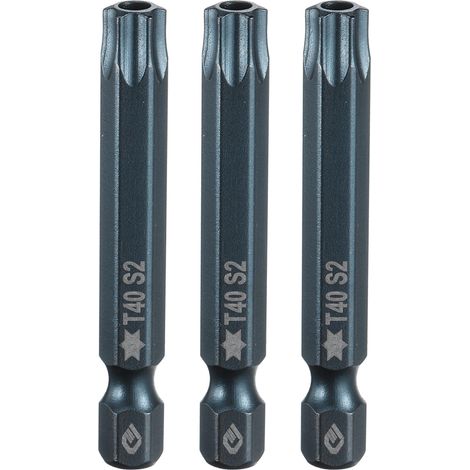 3 Pièce Embout de Tournevis Torx Magnétique, T40 1/4" Hex Tige Longueur 50mm Embout de Vissage Long Hexagonal en Acier S2 avec Trou pour Retirer les Vis de Fixation Outils (1/5)