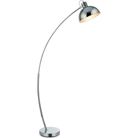Lampadaire Arco Métal Arc Lampe De Sol Sur Pied Abat-jour Chrome VN-L00024-EU (1/5)