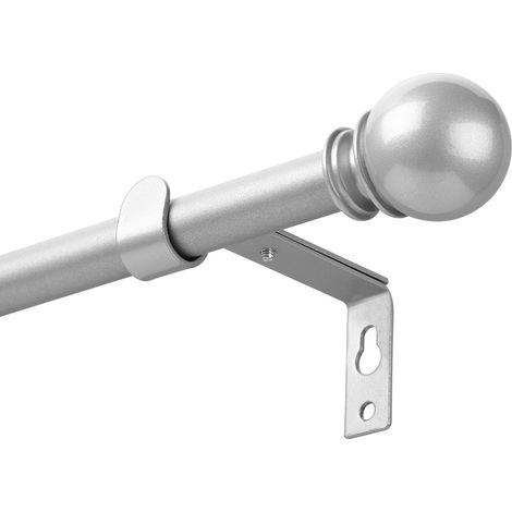 1 Tringle à rideaux, Métal, Diamètre 16mm, Longueur réglable 67-187cm, Embouts décoratifs, Pour salon chambre cuisine