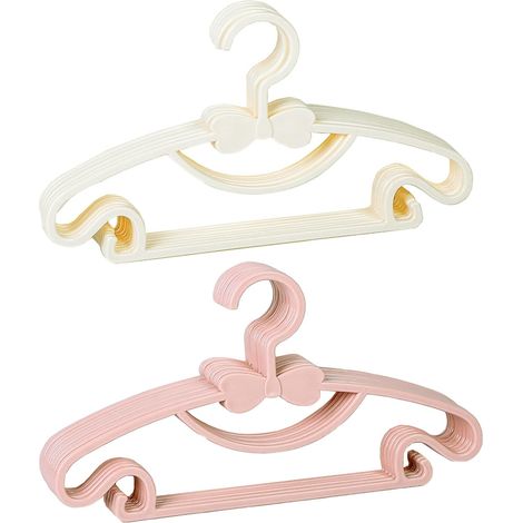 10er-Pack Baby-Kleiderbügel, Kinder-Kleiderbügel, Kunststoff-Baby-Kleiderbügel, für Baby-T-Shirts, Pullover und Hosen (Rosa, Weiß) (1/5)
