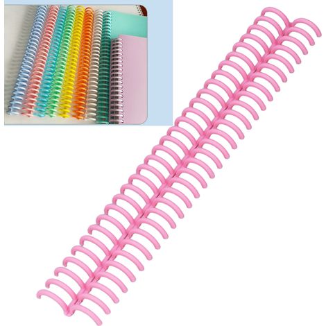 A4-Kammbindung, 10 Stück, 19 mm x 30 Ringe, leicht zu öffnen und zu schließen, kompatibel mit Bindemaschinen, Kunststoffkamm und Binderücken, bis zu 150 Blatt, rosa. (1/5)