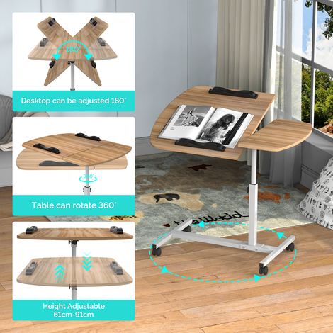 Bureau d'ordinateur relevable, table d'appoint de salon portable, table d'étude en bois, bureau simple, 60x40x62-97cm (1/5)