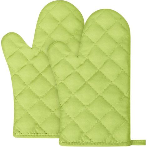 Guanti da forno resistenti al calore e antiscivolo, di colore verde erba, con imbottitura riciclata, ideali per barbecue e cucina. 1 paio per una presa sicura e confortevole.