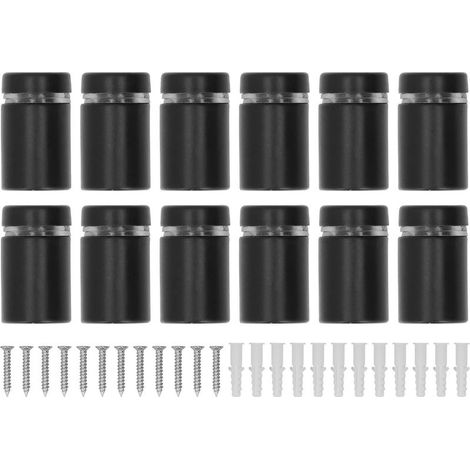 Lot de 12 clous publicitaires en acier inoxydable noir mat anticorrosion, supports d'entretoises pour verre acrylique (1/5)