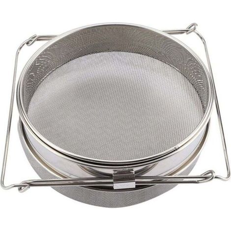 Grand tamis/filtre à miel en acier inoxydable à double couche avec bras réglables (1/4)