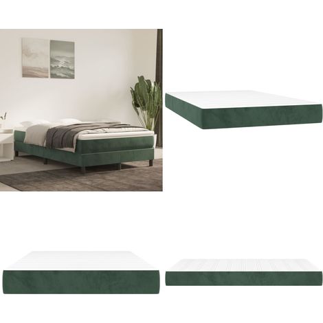 Colchón muelles ensacados firmeza media terciopelo verde oscuro 120x200x20 cm - Colchón de muelles ensacados firmeza media - Colchón de muelles ensacados terciopelo
