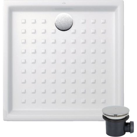 Pack receveur 90 x 90 Villeroy & boch O Novo ceramique carré blanc avec bonde D90