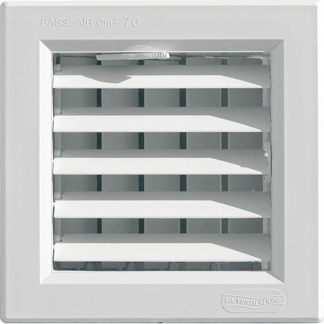 First Plast – Grille aération VMC 140 x 140 mm – Double volets réglables – Passage d'air 67cm3 – Encastrable blanc (1/3)