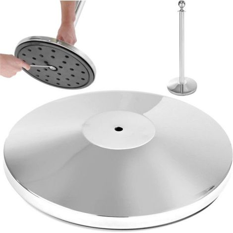 Socle Pour Poteau De Barrière - Acier Inoxydable Chromé - Diamètre 360 Mm Hauteur 65 Mm - 1 Pièce (1/4)