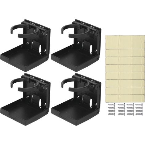 Lot de 4 porte-gobelets pliables et réglables pour camping-car, voiture, bateau, fixation verticale ou murale, noir