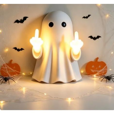 Lampe LED fantôme doigt d'honneur figurine veilleuse Halloween (1/5)