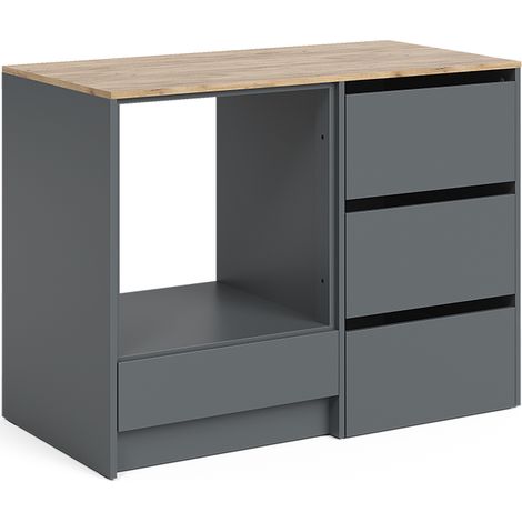 Mueble para horno Viktor, Antracita/Roble dorado, 116.8 cm con 4 prácticos cajones, Vicco (1/5)