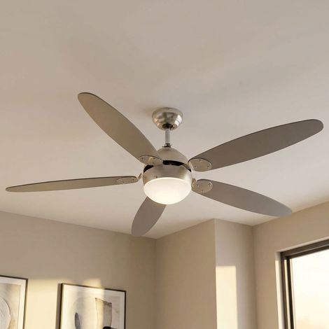 LED Deckenventilator Deckenlampe Vor Rücklauf 3 Stufen Zugschalter Wohnzimmerlampe, Montage an Schrägen, 1x 4,9W 400Lm warmweiß, DxH 132 x 40,6 cm (1/5)