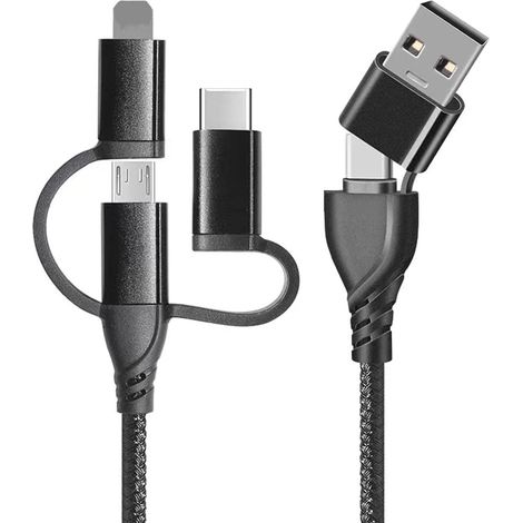Câble Chargeur Multi Embout, 5 en 1 Câble Multi USB A/C [1M] Câble multi chargeur de Chargement Charge Rapide avec Micro USB Type C Connecteur pour Phone 16/15/14/13/12/11/XS,Samsung Galaxy,Huawei (1/5)