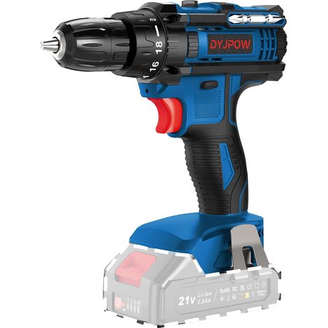 Corps de perceuse 21 V (couple 18 + 1), batterie et chargeur non inclus, bleu